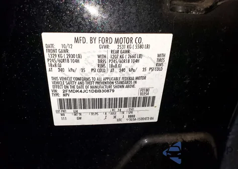 2013 Ford Edge Sel from USA, damaged, VIN 2FMDK4JC1DBB30879